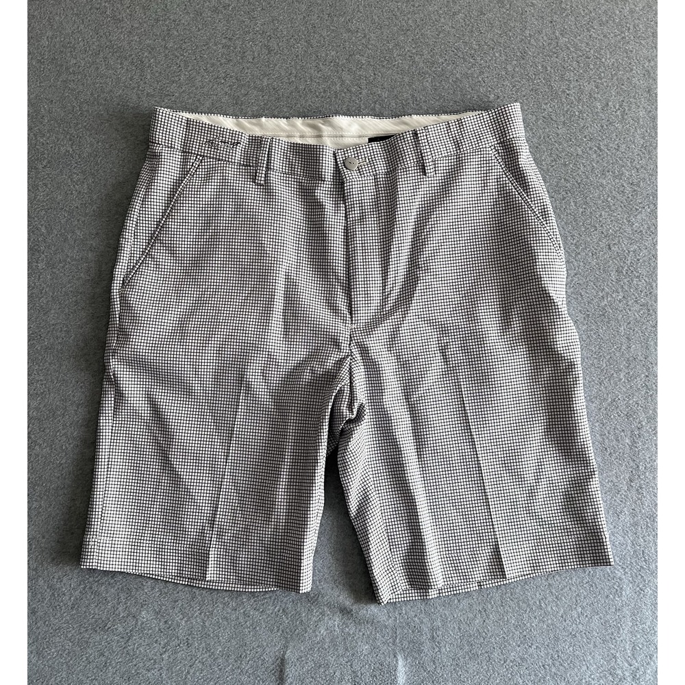 Greg Norman Golf Bermuda Shorts Navy Blue Black Check Print Size‎ Men's 34